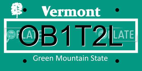 OB1T2L Vermont License Plate