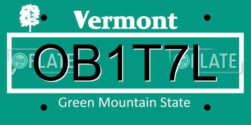 OB1T7L Vermont License Plate