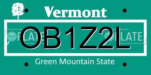 OB1Z2L Vermont License Plate