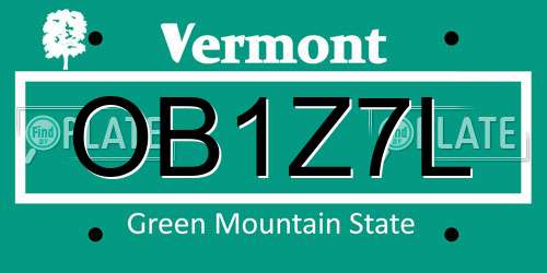 OB1Z7L Vermont License Plate