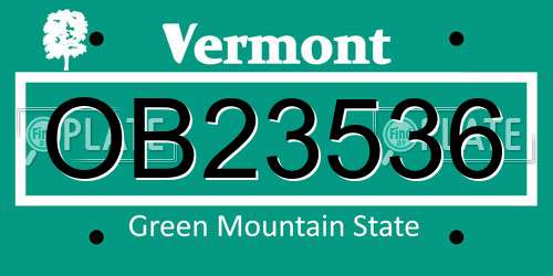 OB23536 Vermont License Plate