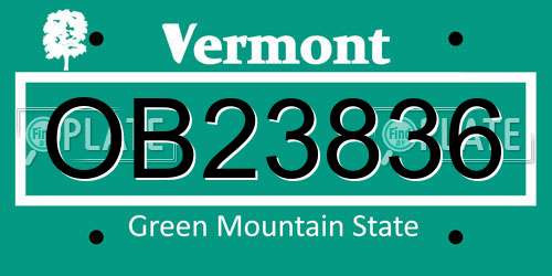OB23836 Vermont License Plate