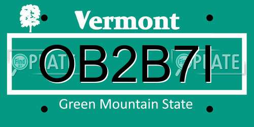 OB2B7I Vermont License Plate