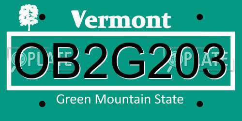 OB2G203 Vermont License Plate