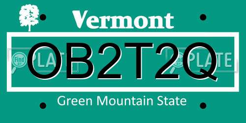 OB2T2Q Vermont License Plate