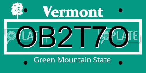 OB2T7O Vermont License Plate