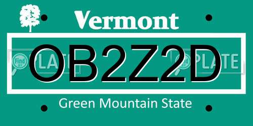 OB2Z2D Vermont License Plate