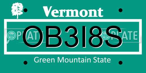OB3I8S Vermont License Plate