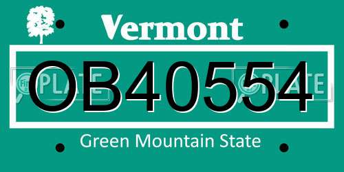 OB40554 Vermont License Plate