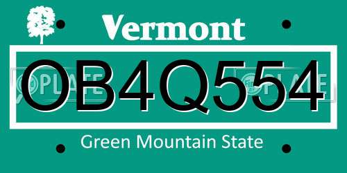 OB4Q554 Vermont License Plate