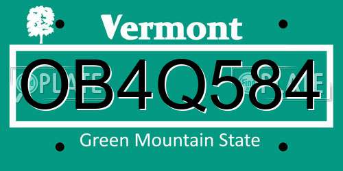 OB4Q584 Vermont License Plate