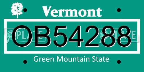 OB54288 Vermont License Plate