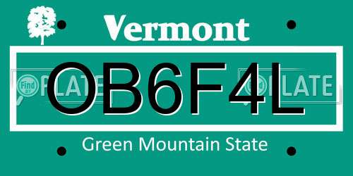 OB6F4L Vermont License Plate