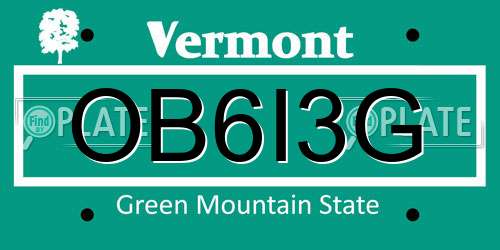 OB6I3G Vermont License Plate