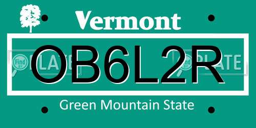 OB6L2R Vermont License Plate