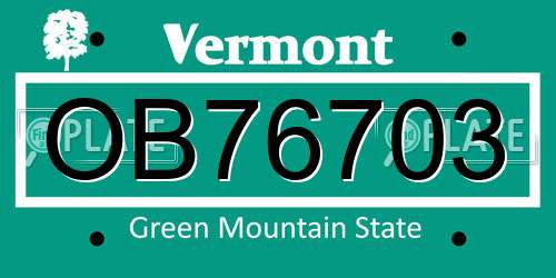 OB76703 Vermont License Plate