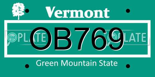 OB769 Vermont License Plate