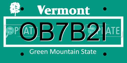 OB7B2I Vermont License Plate