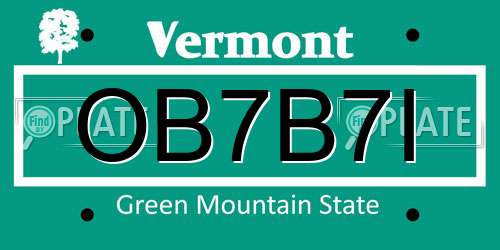 OB7B7I Vermont License Plate