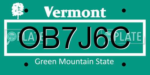 OB7J6C Vermont License Plate