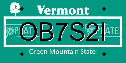 OB7S2I Vermont License Plate