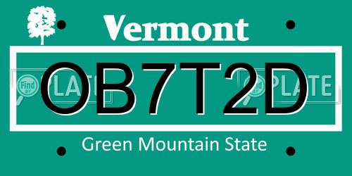 OB7T2D Vermont License Plate