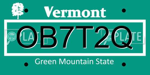 OB7T2Q Vermont License Plate