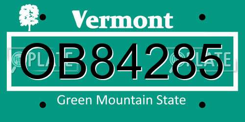 OB84285 Vermont License Plate