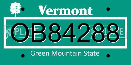OB84288 Vermont License Plate
