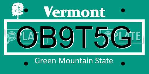 OB9T5G Vermont License Plate