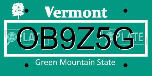 OB9Z5G Vermont License Plate