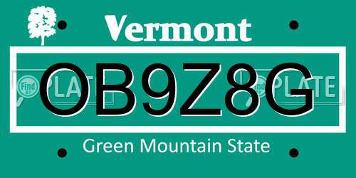 OB9Z8G Vermont License Plate