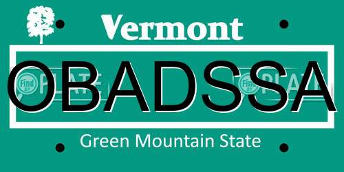 OBADSSA Vermont License Plate