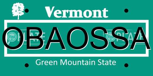 OBAOSSA Vermont License Plate