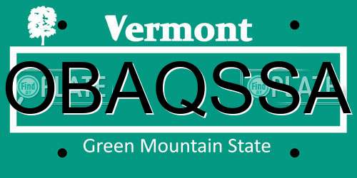 OBAQSSA Vermont License Plate