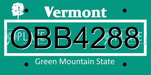OBB4288 Vermont License Plate