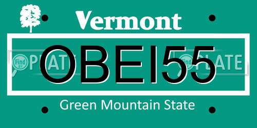 OBEI55 Vermont License Plate