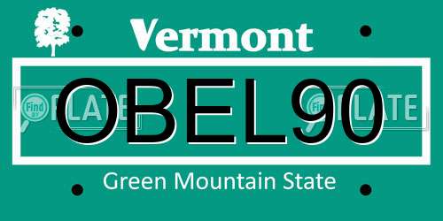 OBEL90 Vermont License Plate