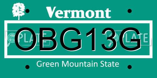 OBG13G Vermont License Plate