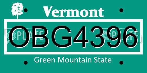 OBG4396 Vermont License Plate
