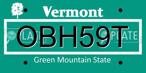 OBH59T Vermont License Plate