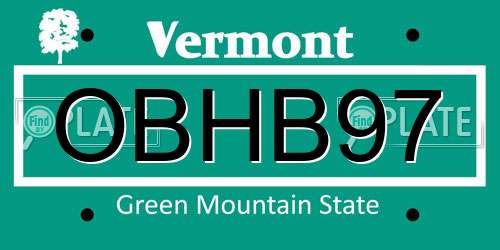 OBHB97 Vermont License Plate