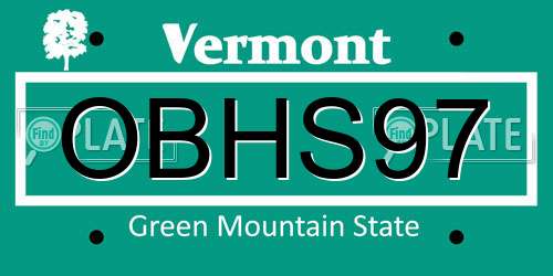 OBHS97 Vermont License Plate