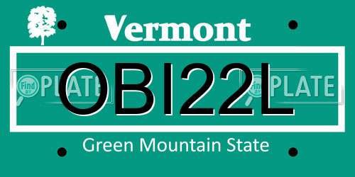 OBI22L Vermont License Plate