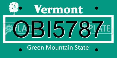 OBI5787 Vermont License Plate