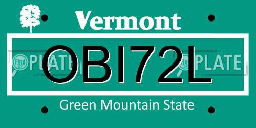OBI72L Vermont License Plate