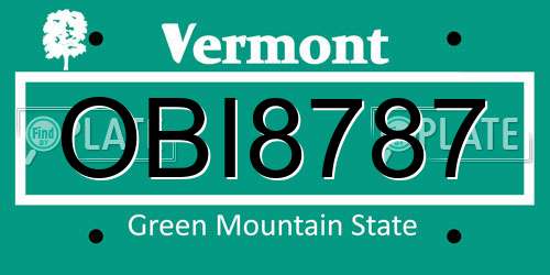 OBI8787 Vermont License Plate
