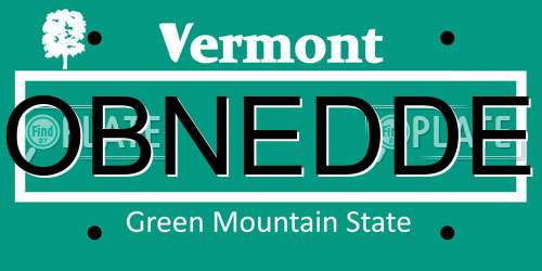 OBNEDDE Vermont License Plate