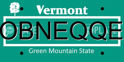 OBNEQQE Vermont License Plate