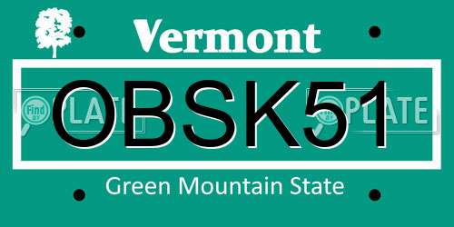 OBSK51 Vermont License Plate
